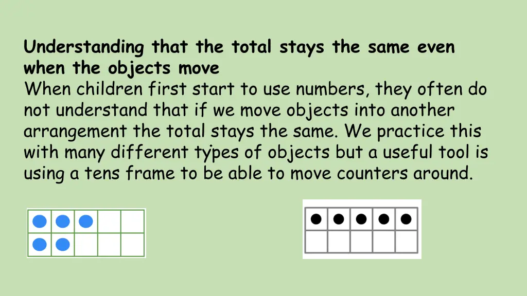 understanding that the total stays the same even