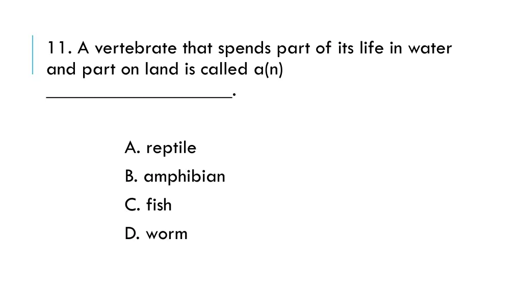 11 a vertebrate that spends part of its life