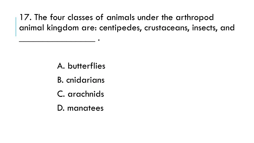 17 the four classes of animals under