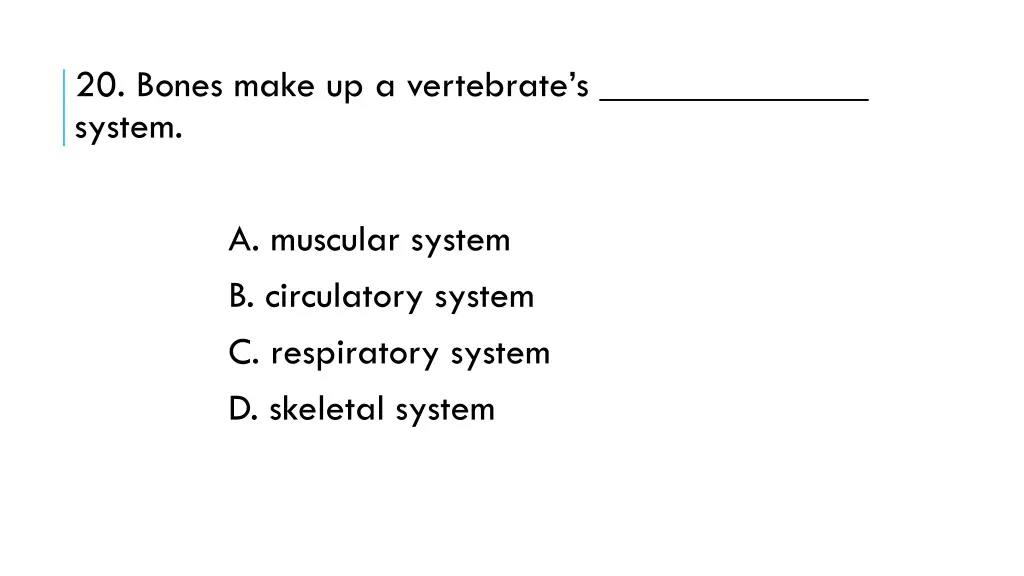 20 bones make up a vertebrate s system