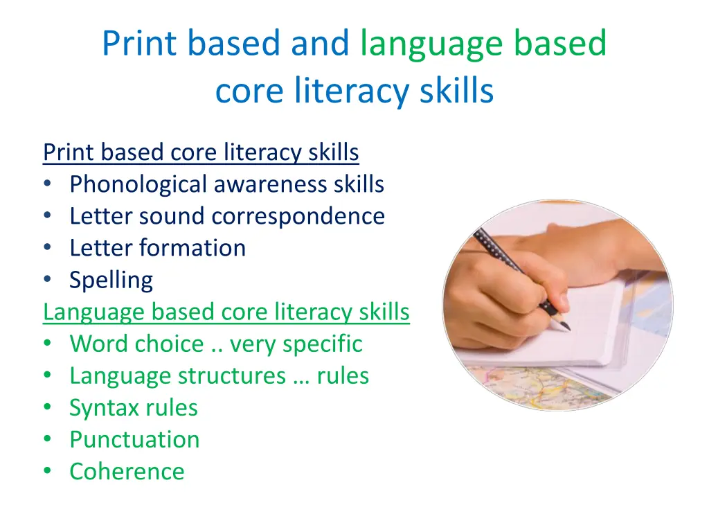 print based and language based core literacy