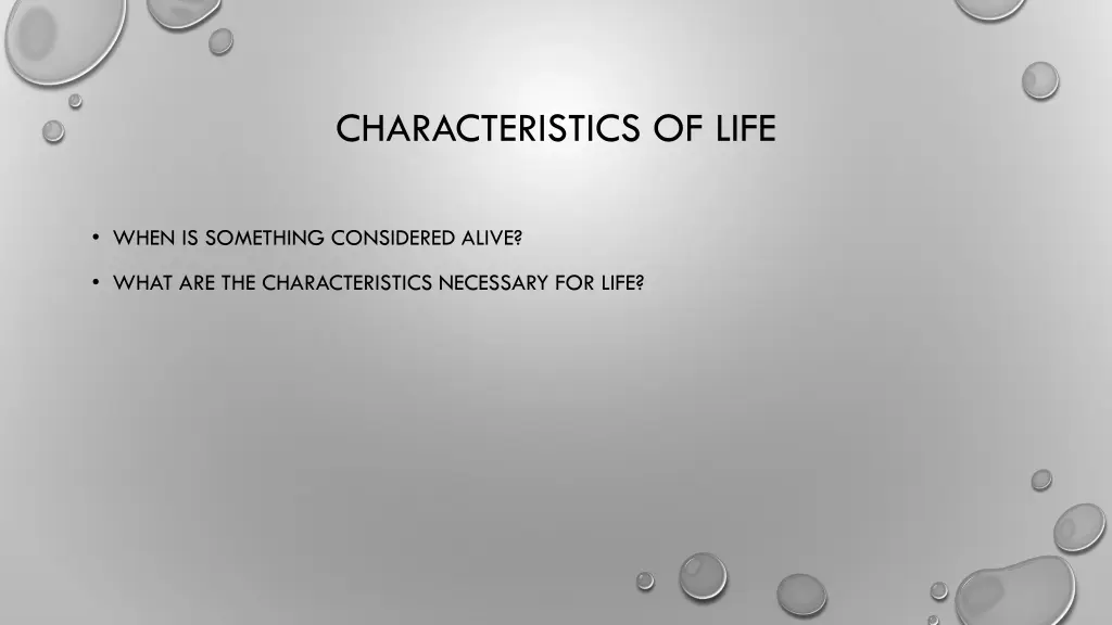 characteristics of life