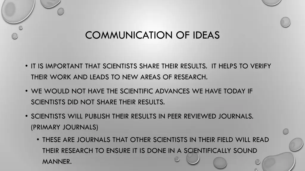 communication of ideas