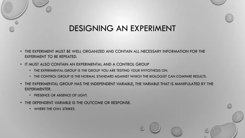 designing an experiment