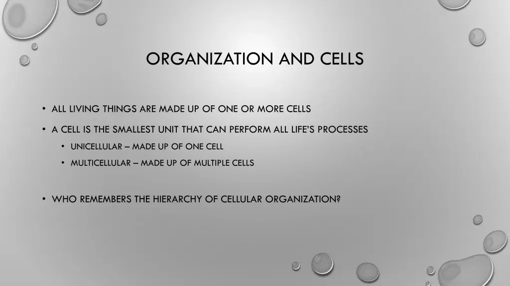 organization and cells 1