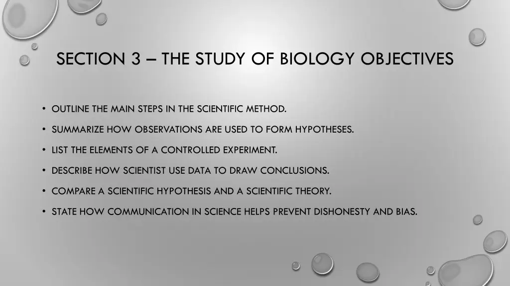 section 3 the study of biology objectives