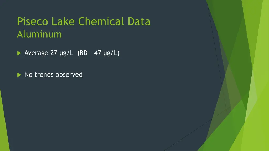 piseco lake chemical data aluminum