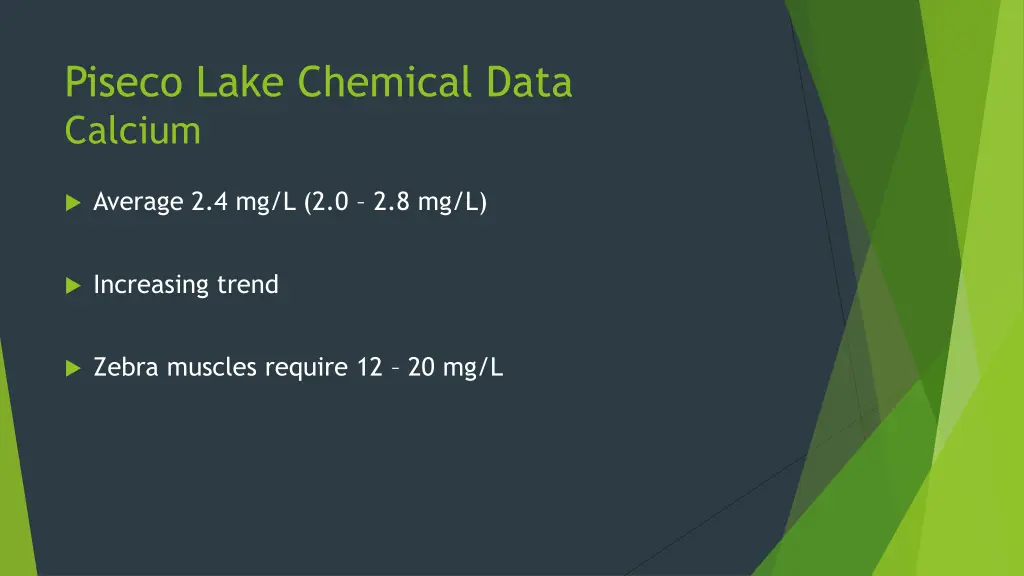 piseco lake chemical data calcium