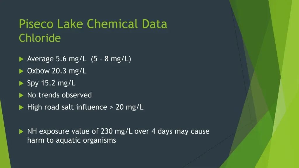 piseco lake chemical data chloride