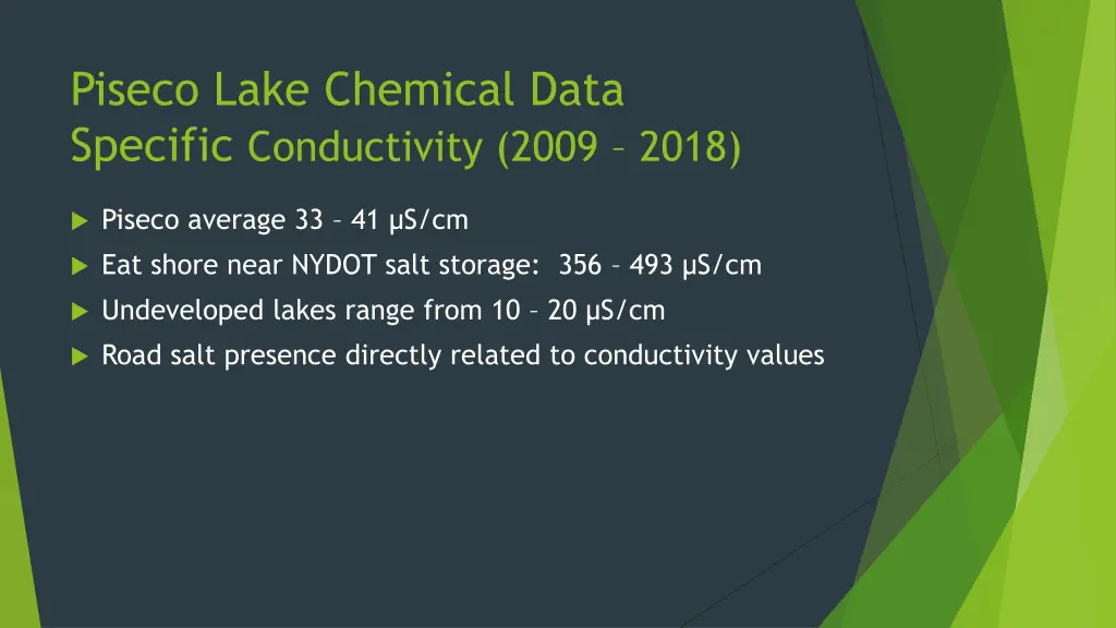 piseco lake chemical data specific conductivity