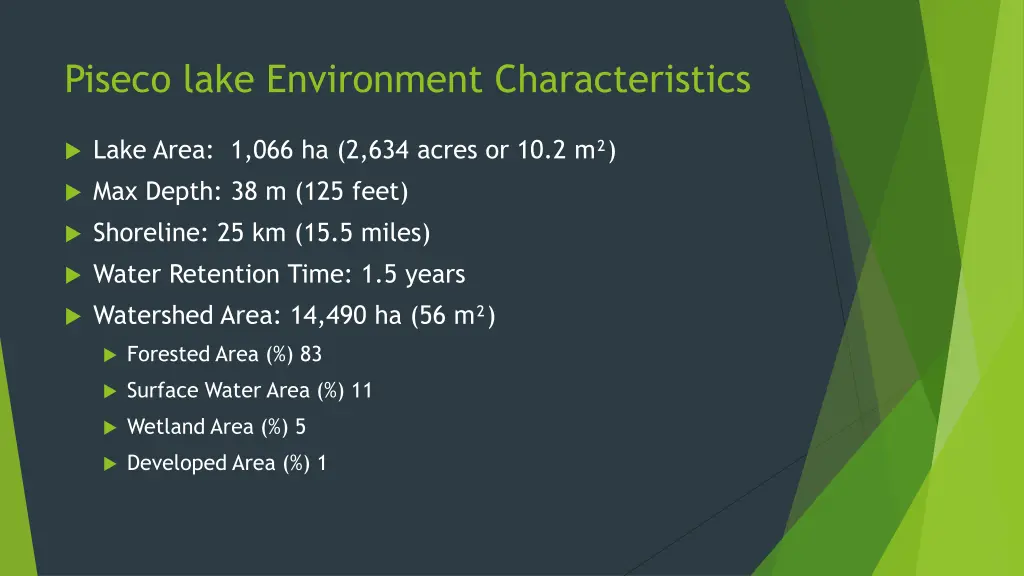 piseco lake environment characteristics