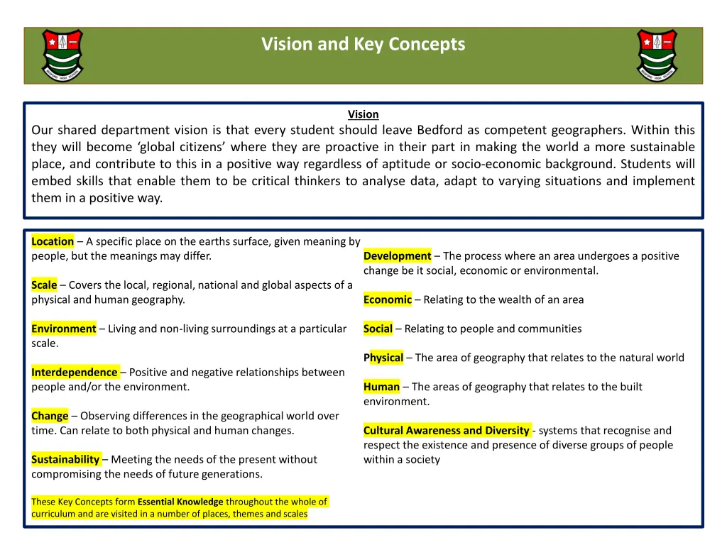 vision and key concepts