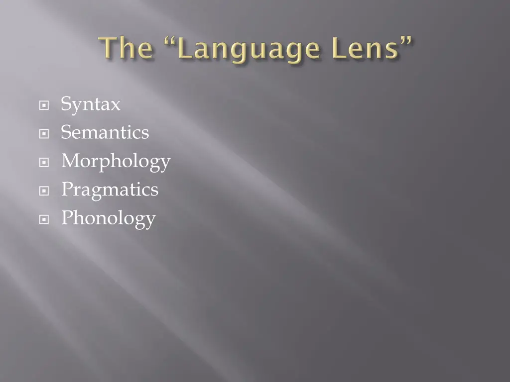 syntax semantics morphology pragmatics phonology