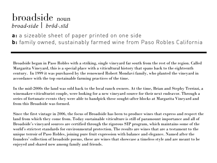 broadside began in paso robles with a striking