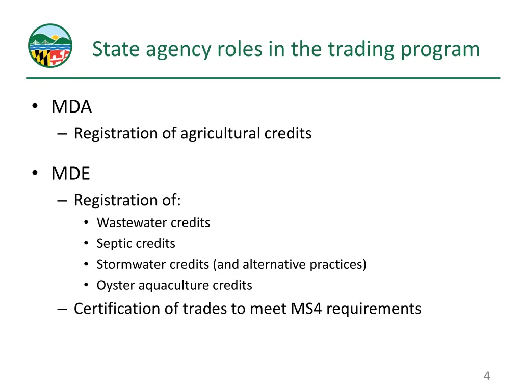 state agency roles in the trading program