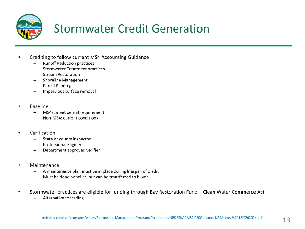 stormwater credit generation