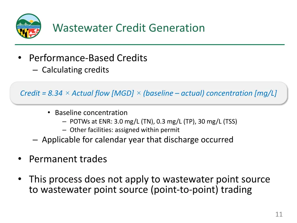 wastewater credit generation