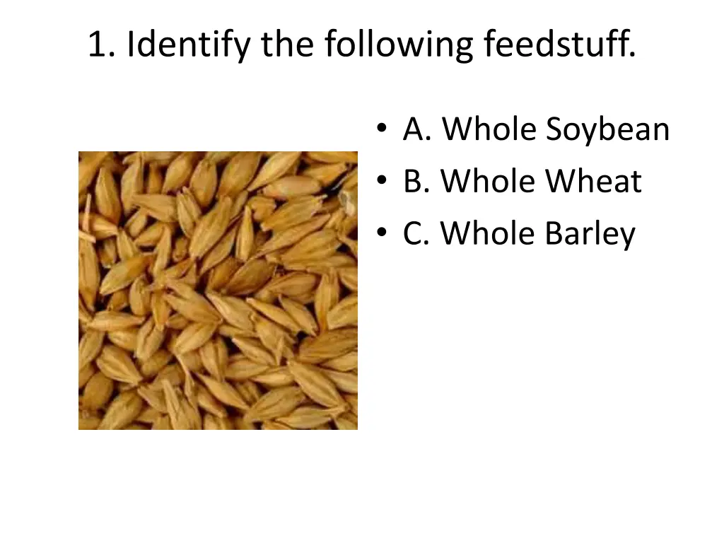 1 identify the following feedstuff