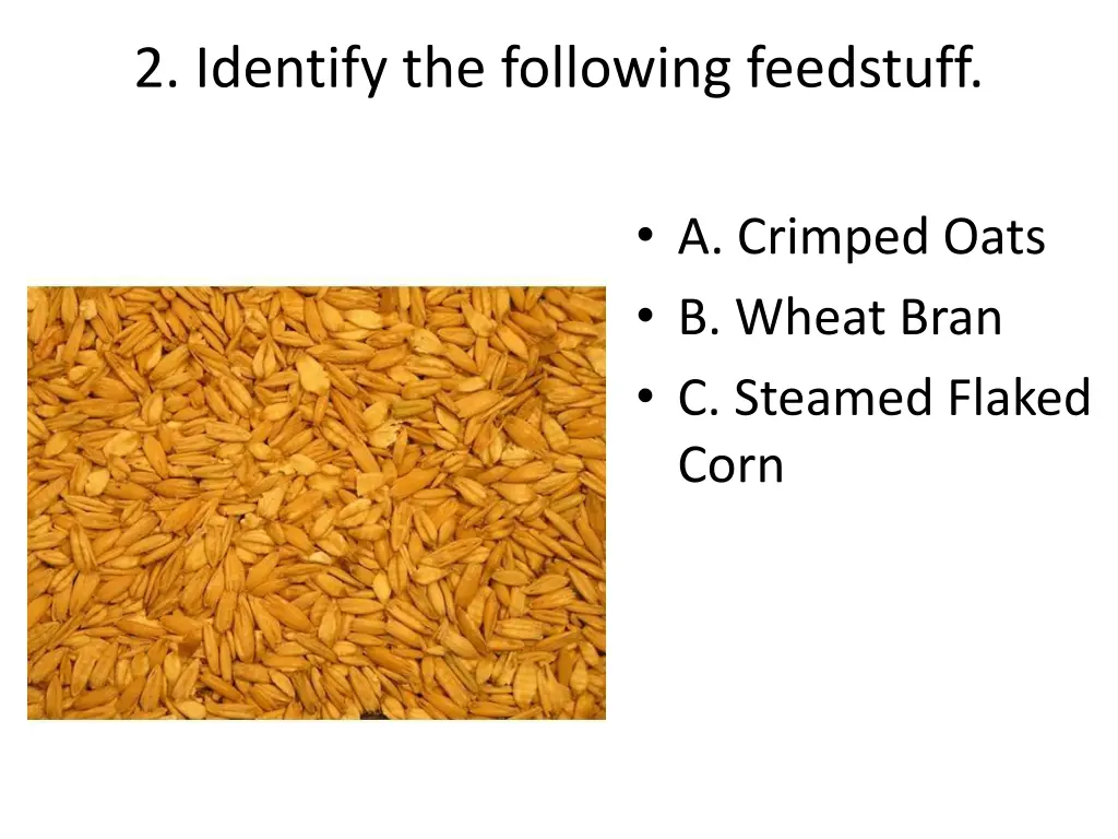 2 identify the following feedstuff