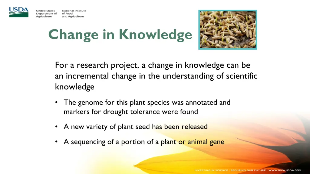 change in knowledge