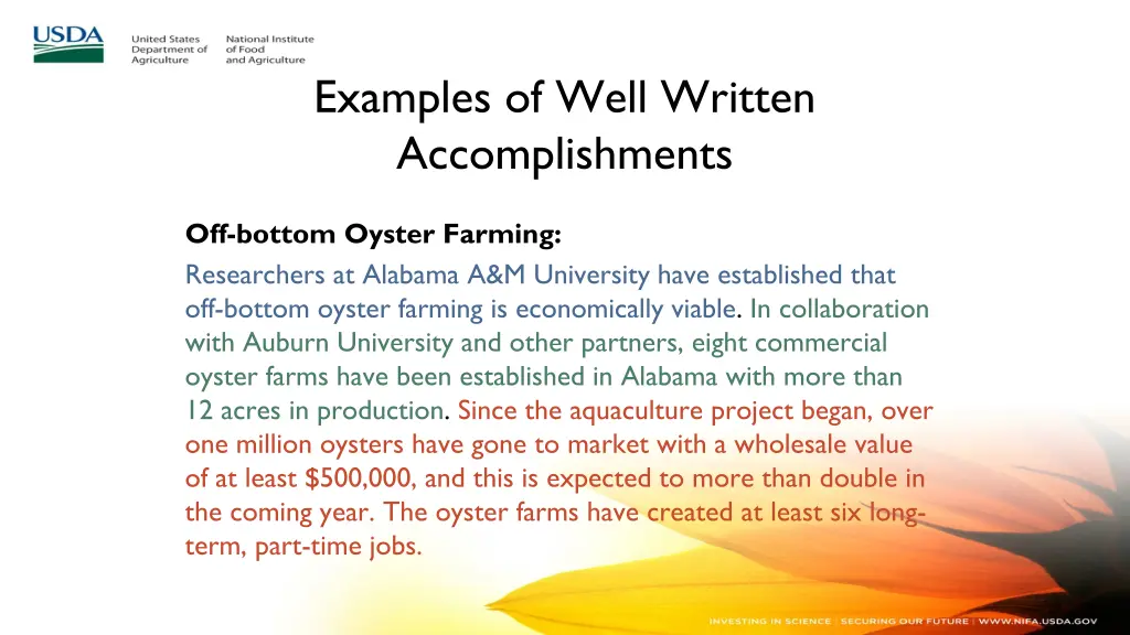 examples of well written accomplishments 2