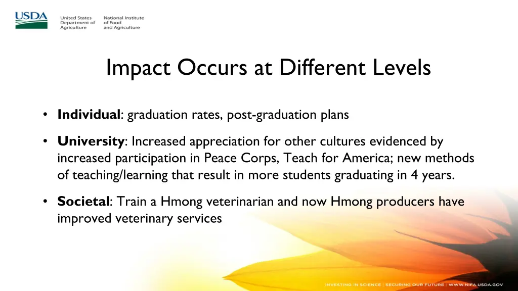 impact occurs at different levels