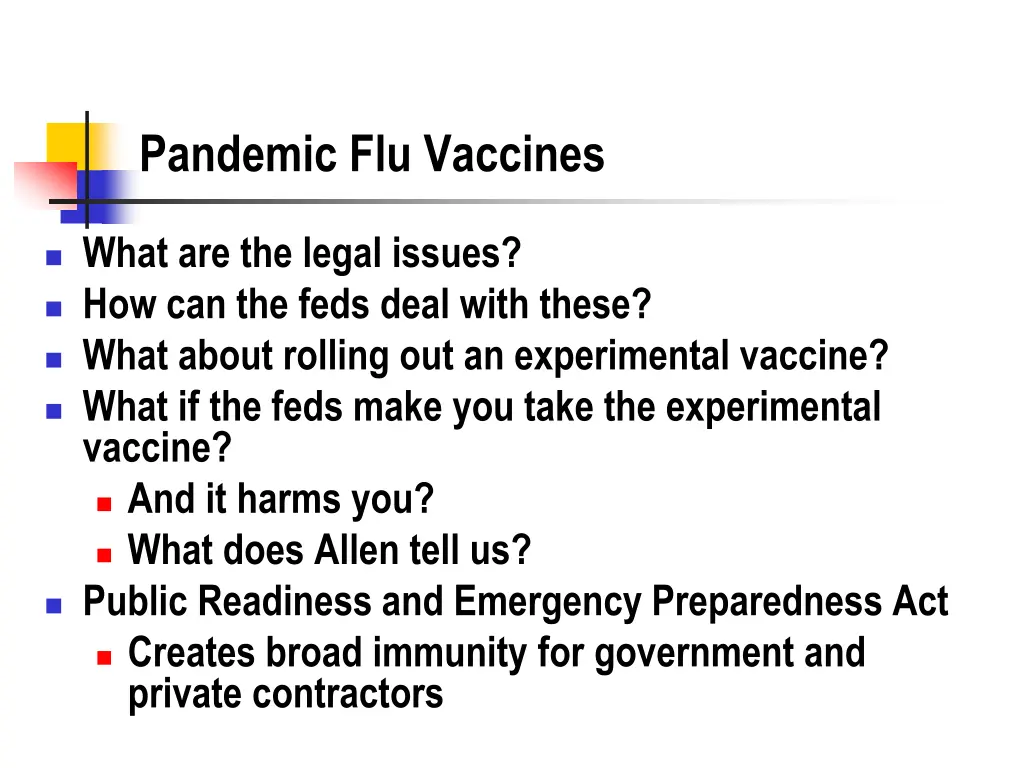 pandemic flu vaccines