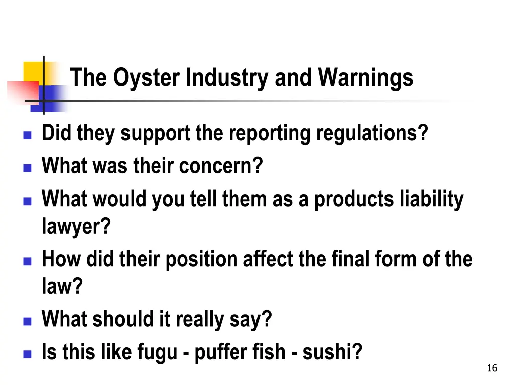 the oyster industry and warnings