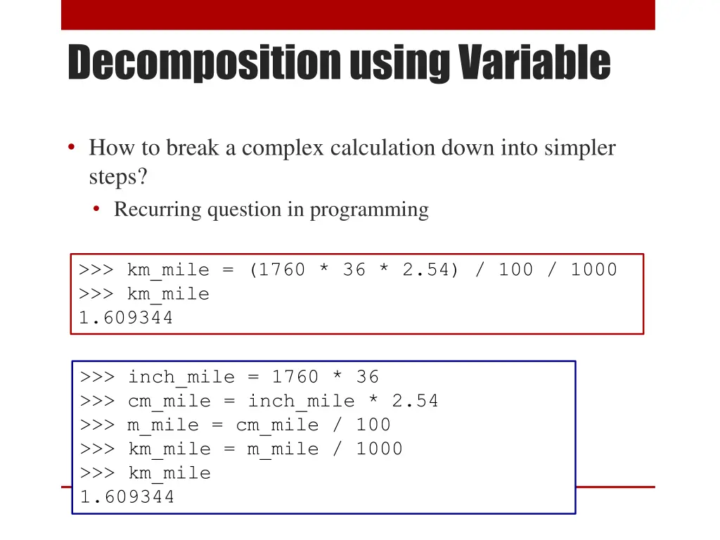 decomposition using variable