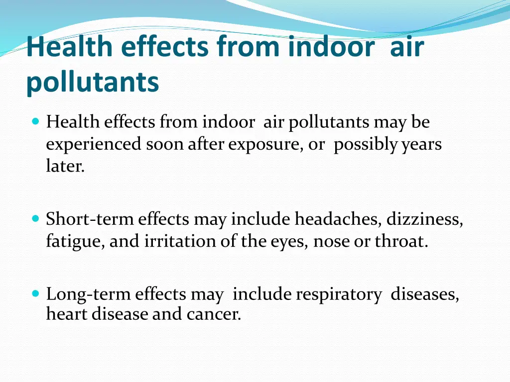 health effects from indoor air pollutants