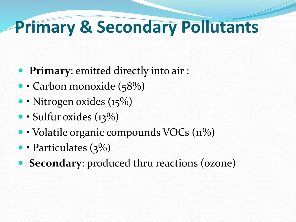 primary secondary pollutants