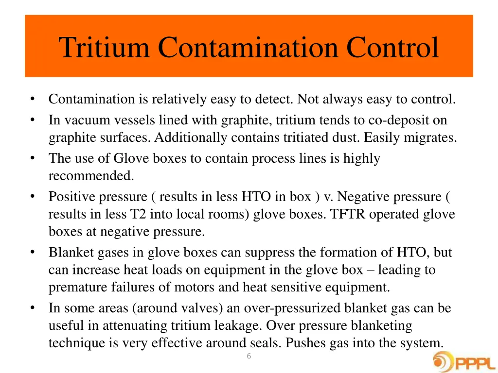 tritium contamination control