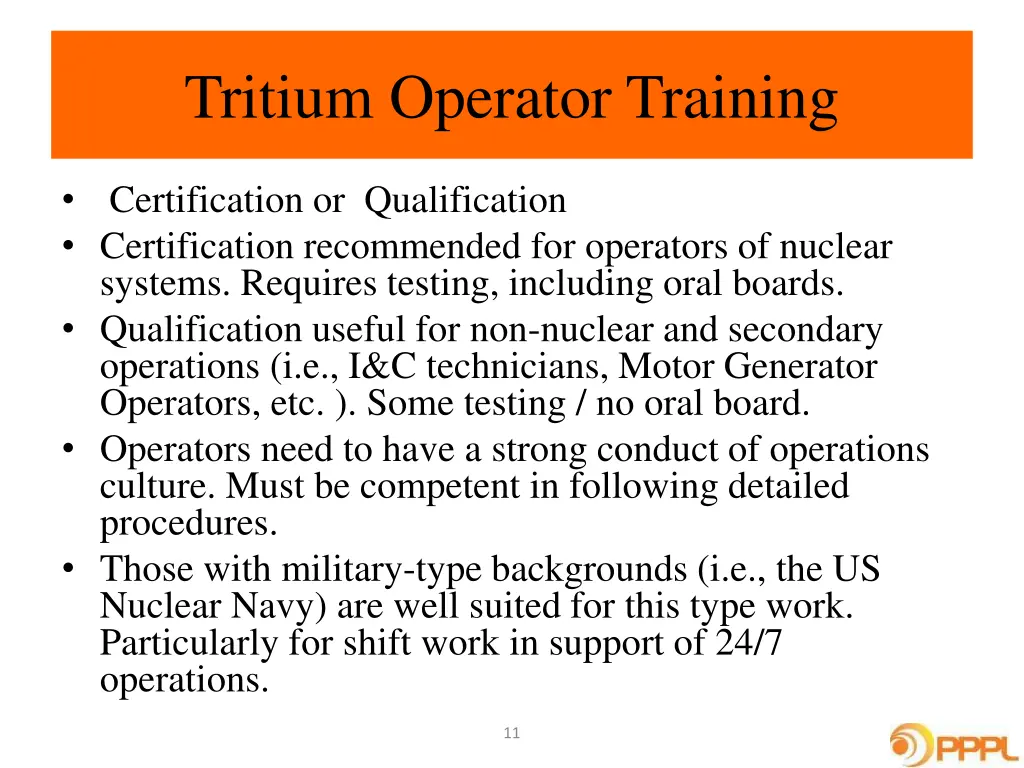 tritium operator training