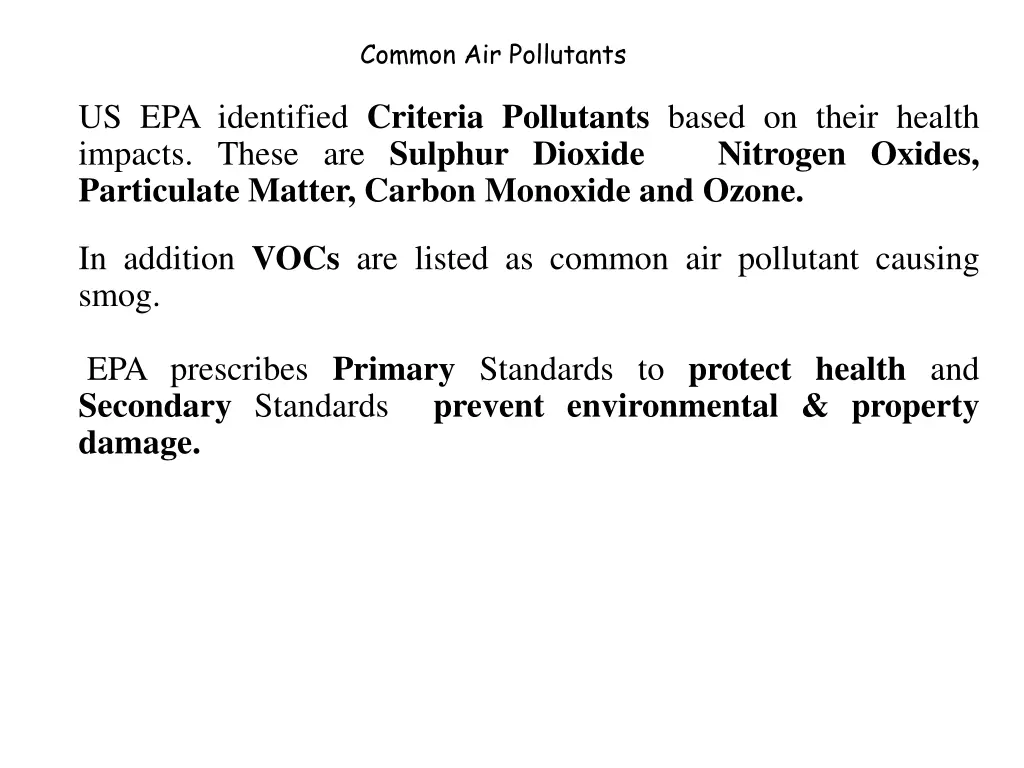 common air pollutants