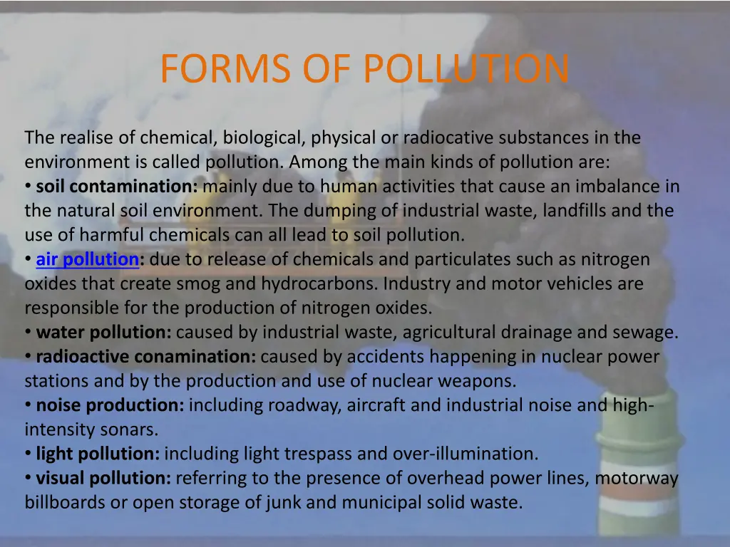 forms of pollution