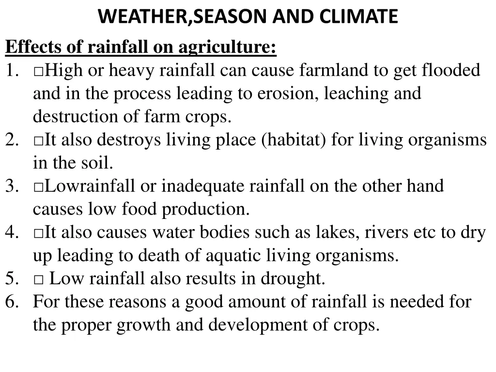 weather season and climate effects of rainfall