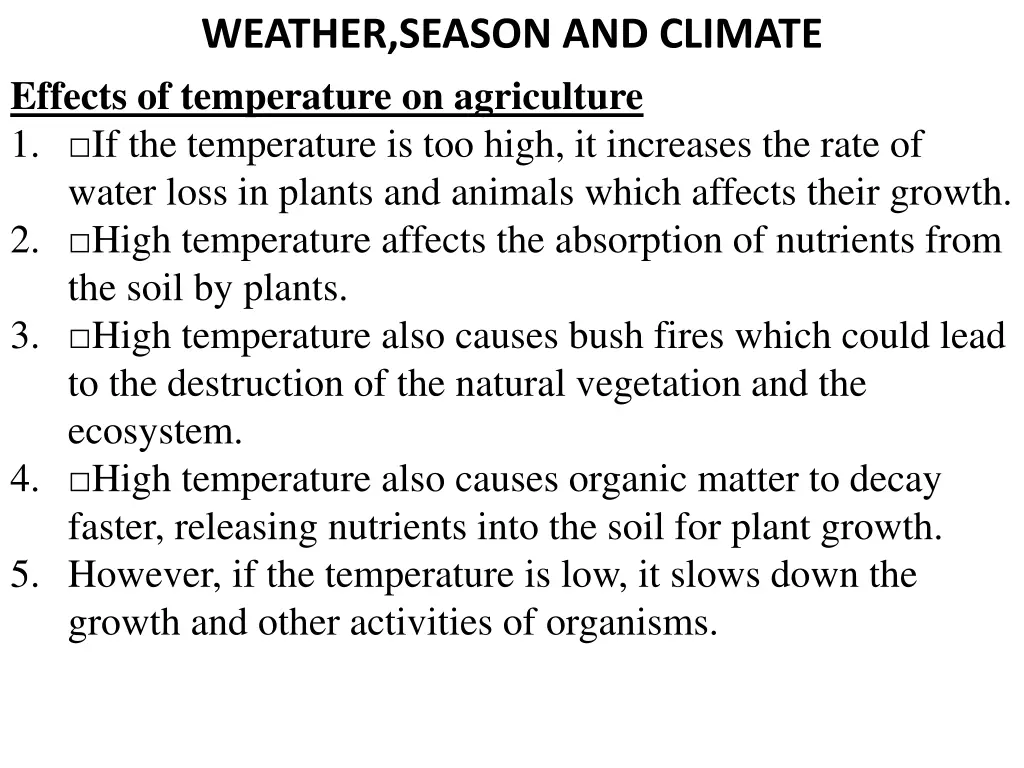 weather season and climate effects of temperature