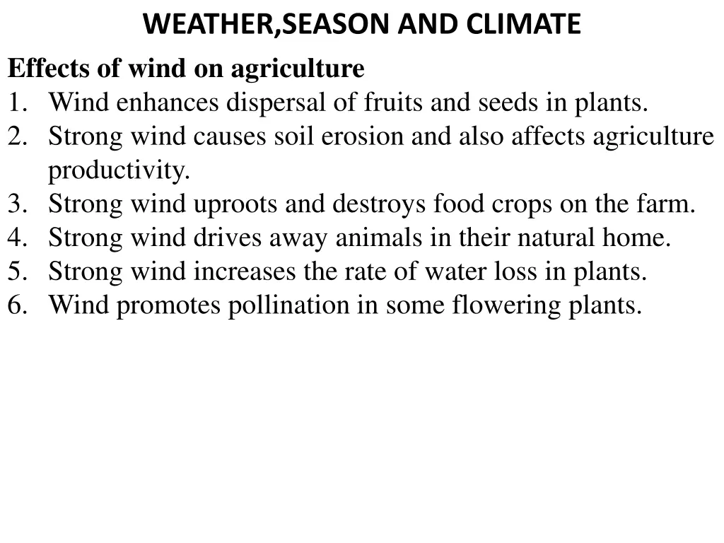 weather season and climate effects of wind