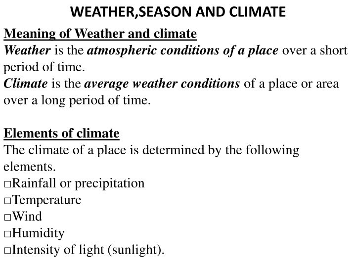 weather season and climate meaning of weather