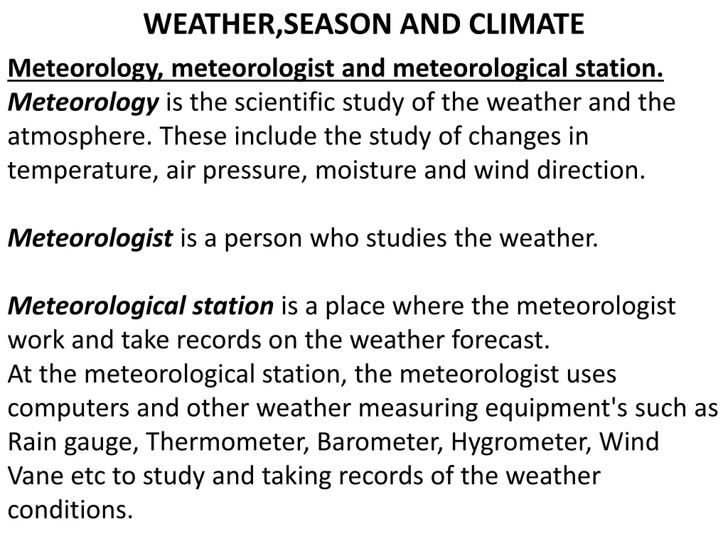 weather season and climate meteorology