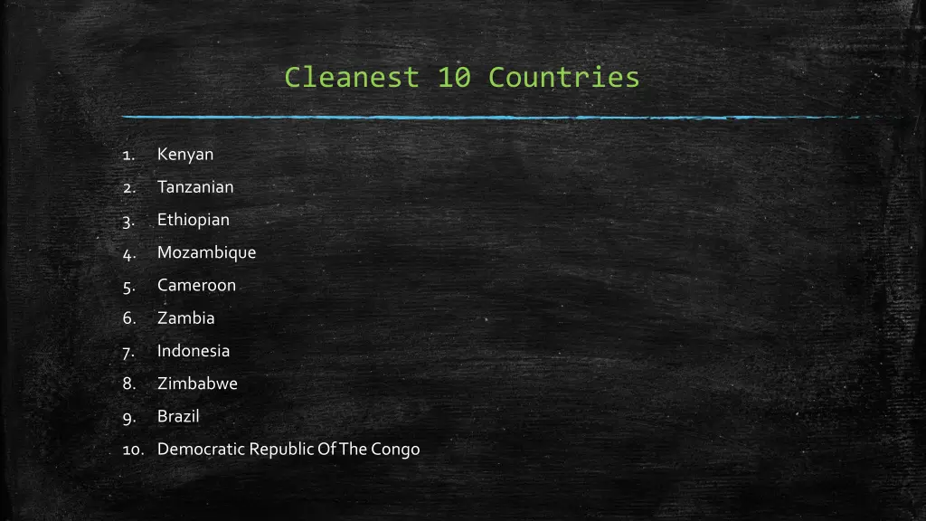 cleanest 10 countries