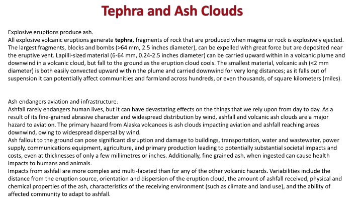 tephra and ash clouds