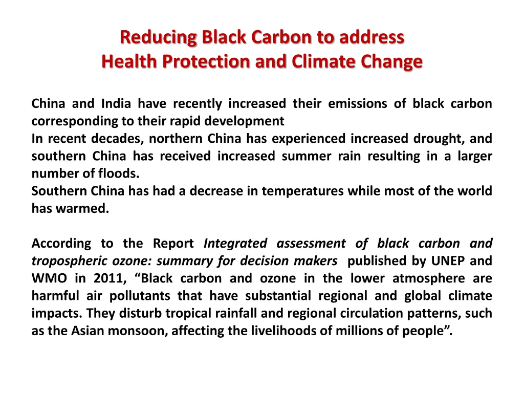 reducing black carbon to address health 1