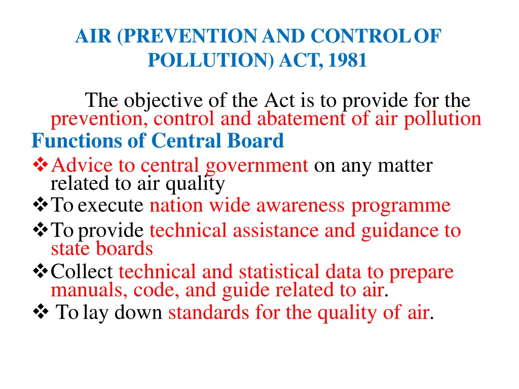 air prevention and controlof pollution act 1981