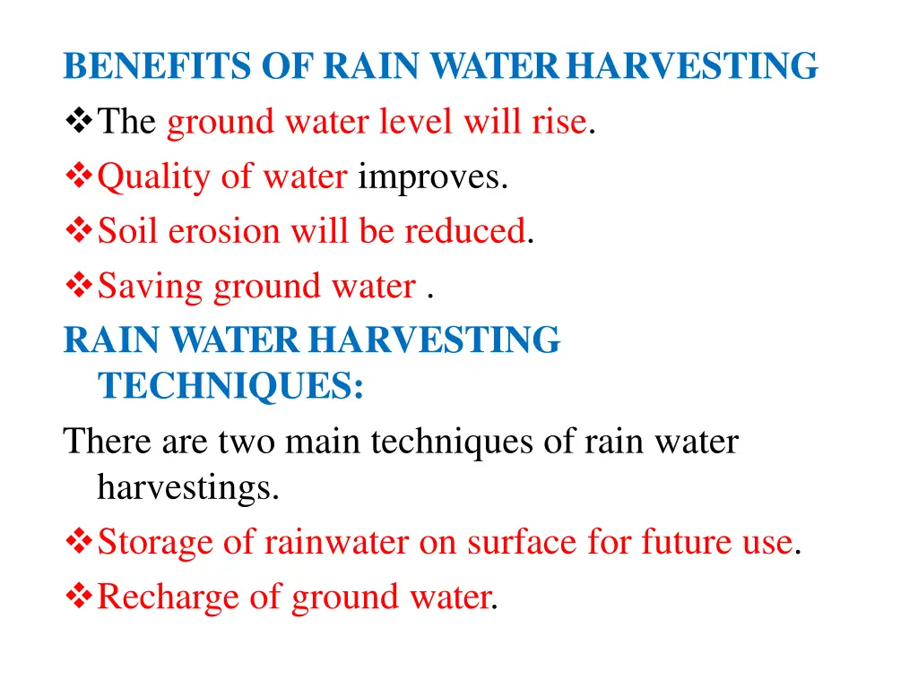 benefits of rain waterharvesting the ground water