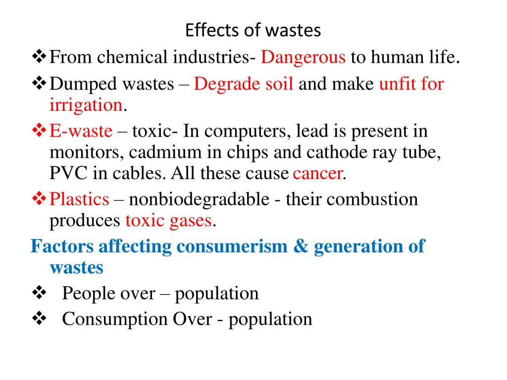 effects ofwastes