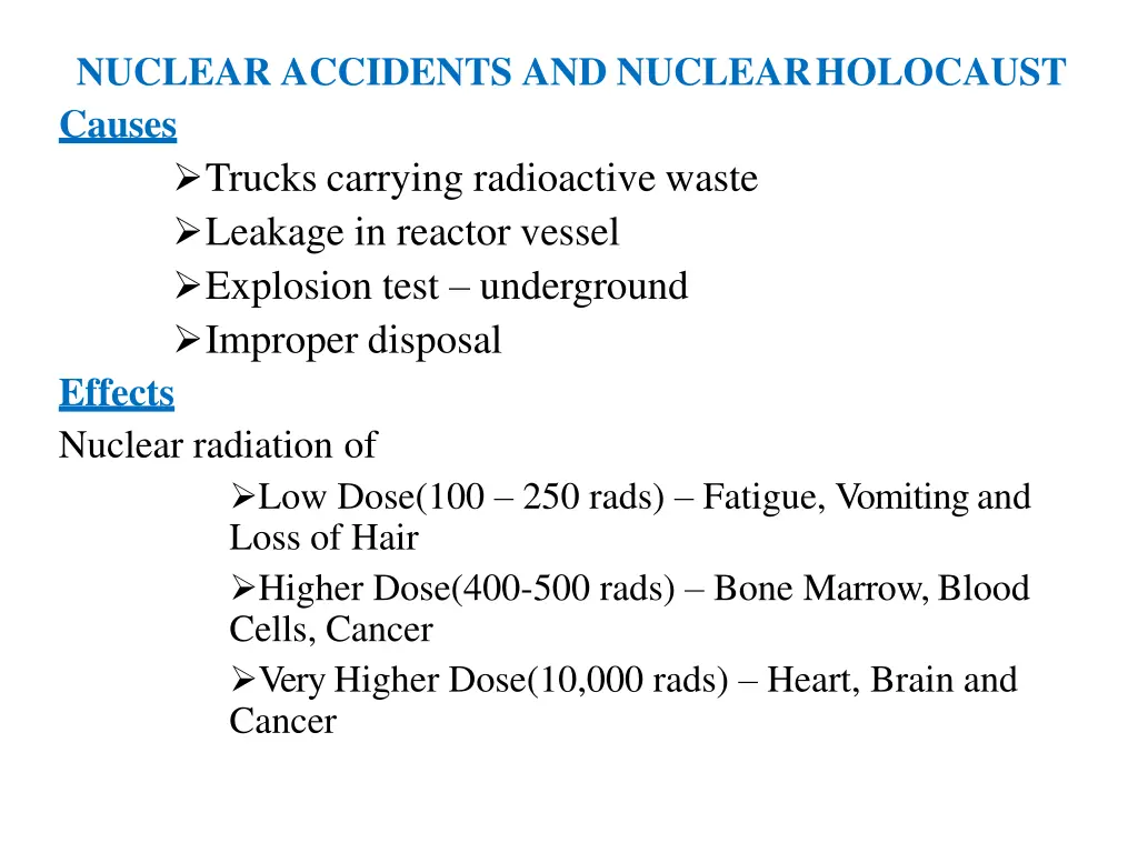 nuclear accidents and nuclearholocaust causes