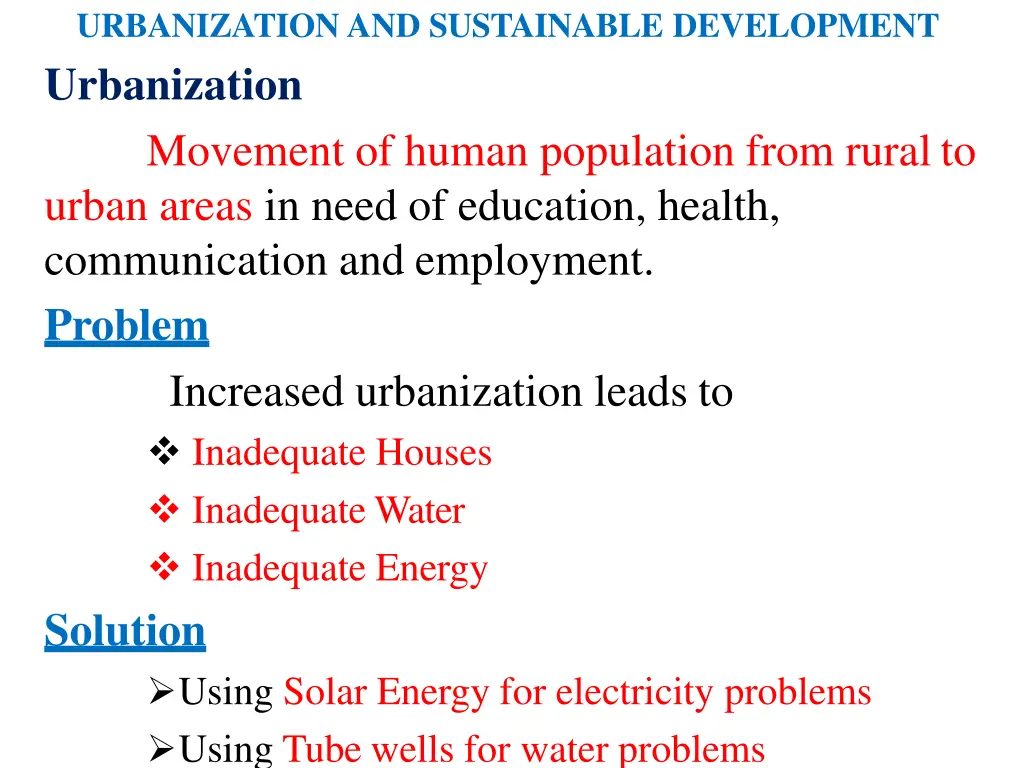 urbanization and sustainable development