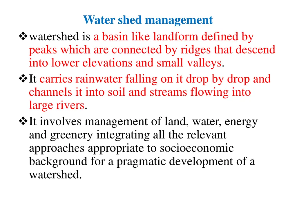 water shed management