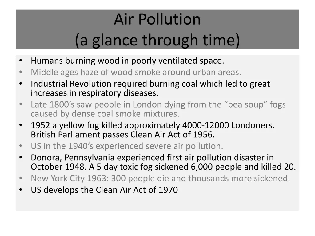 air pollution a glance through time